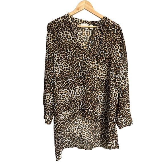 Chico's Tops - Chico's Sheer Leopard Hi Low Tunic Top 2 Large